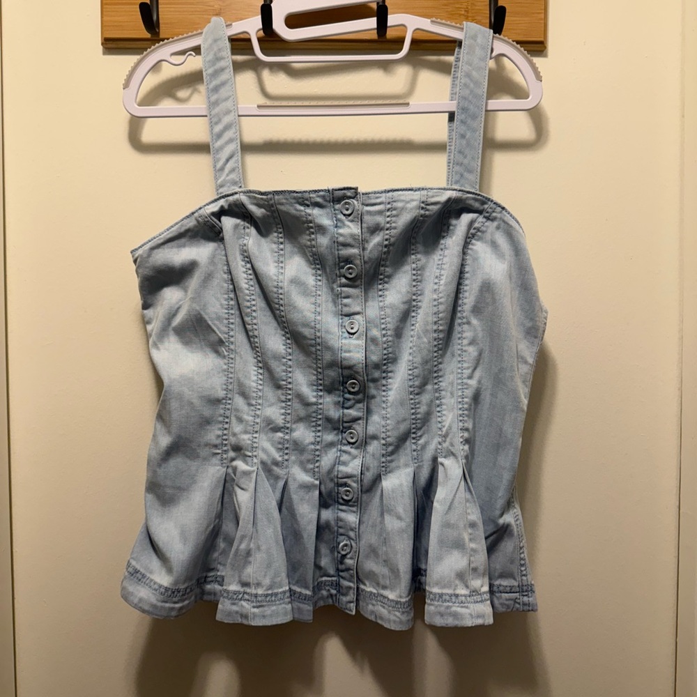 White House Black Market Jean Peplum Top - Picture 4 of 6